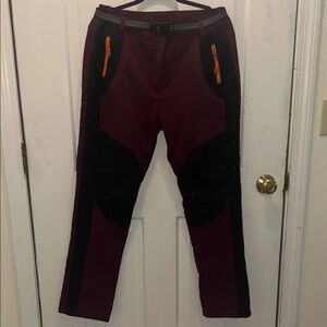 Women's Straight-Leg Outdoor Pants in Purple with Black Panels